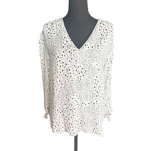 La Roque Original Blouse Top Women's Long Sleeve V Neck Casual Spotted NWT